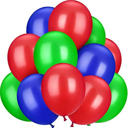 TecUnite 100 Pcs Red Blue Green Latex Balloons 13 Inch Colorful Round Balloons for Wedding Birthday Festival Racing Car Poker Card Party Decoration