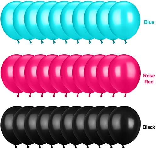 TecUnite 100 Pcs Rose Red Black Blue Latex Balloons 13 Inch Colorful Round Balloons for Wedding Birthday Festival Racing Car Poker Card Party Decoration