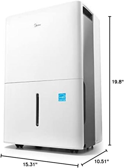 Midea 1,500 Sq. Ft. Energy Star Certified Dehumidifier With Reusable Air Filter 22 Pint - Ideal For Basements, Large & Medium Sized Rooms, And Bathrooms (White)