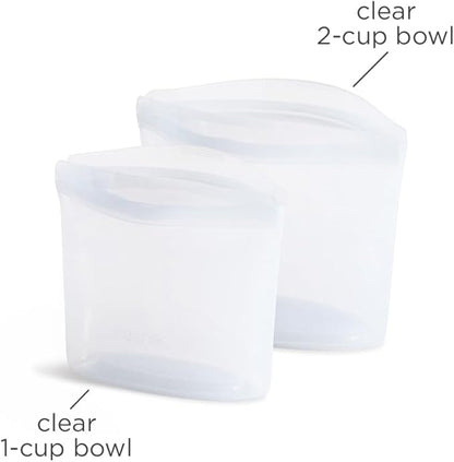 Stasher Premium Silicone Reusable Food Storage Bags, 2-Pack, Clear, Multi-Use Food Storage Bags, Lunch Bag, Travel Containers, BPA Free, Leak-free, Dishwasher-Safe, Eco-friendly