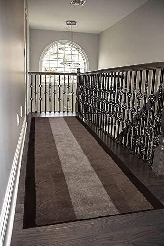 Washable Custom Size Runner Rug Circles Abstract Design Extra Long Runner Rugs for Hallways 26 Inch Wide x Pick Your Size by Feet Slip Skid Resistant Rubber Back (Circle Grey, 12 ft x 26 in)