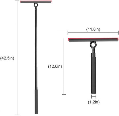 Shower Squeegee for Glass Doors, Window Squeegee for Home,Squeegee with Telescopic Extension Pole,Professional Window Cleaning Tool, Black, for Mirror, Glass, Ceramic Tile