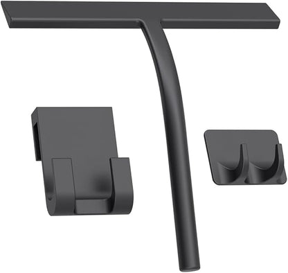 Squeegee, Matte Black 9 inch, Streak Free Cleaning, Shower Squeegee for Glass Doors, Bathroom, Shower Doors, Mirrors, Tiles and Car Windows,Silicone Squeegees,Shower Cleaner with 2 Hooks.