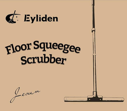 Eyliden 17" Rubber Floor Squeegee - Quick Water & Foam Removal, Dual-Action Push & Scrape Heavy-Duty Scrubber Broom with Telescopic Handle, for Bathroom Shower Kitchen Floors Glass Pool