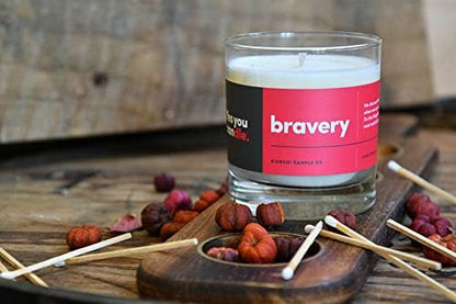 Bravery, Citrus &Sage, Highly-Scented, Inspirational Soy Candle, Made in USA, Great Message, Pure Essential Oils, Aromatherapy, 8 oz
