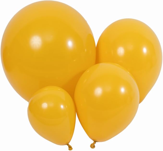 100pcs Mustard Yellow Balloons 18 inch +12 inch +10 inch +5 inch Latex Party Lemon Yellow Balloon Birthday Balloons Matte Yellow Sunflower Balloon Garland Kit Baby Shower Party Decoration