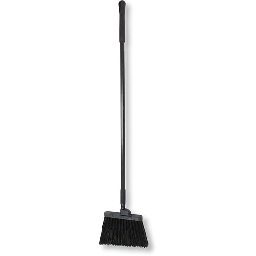 SPARTA 41083EC03 Plastic Color Coded Broom, Unflagged Bristles, Long Broom With Angled Head For Small Debris Cleaning, 56 Inches, Black