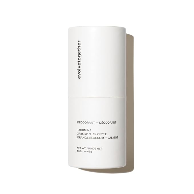 evolvetogether Aluminum Free Natural Deodorant for Women & Men | Geranium & Jasmine | Neutralizes Odors, Soothes Skin | Vegan, Cruelty-Free, Baking Soda Free | Made in USA (Taormina, 1.69 Oz)