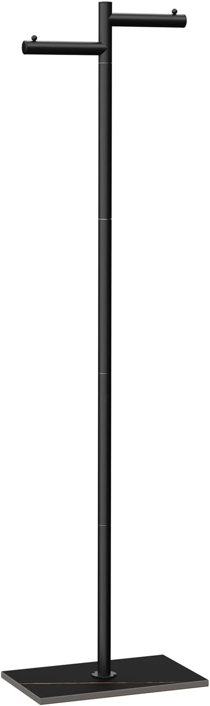 Garment Rack, Freestanding Metal Coat Racks, Z-shaped Coat Tree with Natural Rock Base, for Bedroom, Office, Hallway, Entryway, Living Room, 175cm, Black