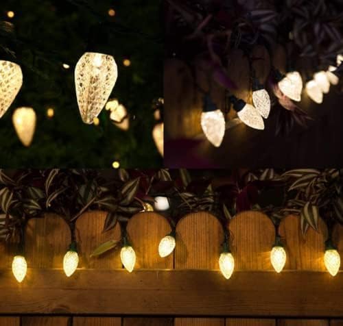 KAQ Outdoor C9 Warm White Easter Lights, 2PK 100 LED 98ft Extendable Plug in String Lights for Outside, Waterproof Light Wedding Party Outdoor&Indoor Easter Decorations (Warm White)