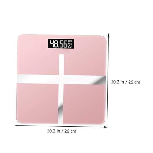 Mikinona Precise Body Weight Scale Toughened Glass Electronic USB Charging Home Use Black Screen Rose Gold Cross Design