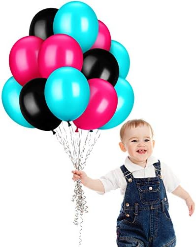 TecUnite 100 Pcs Rose Red Black Blue Latex Balloons 13 Inch Colorful Round Balloons for Wedding Birthday Festival Racing Car Poker Card Party Decoration