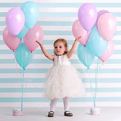 TecUnite 100 Pcs Pink Purple Blue Latex Balloons 13 Inch Colorful Round Balloons for Wedding Birthday Festival Racing Car Poker Card Party Decoration