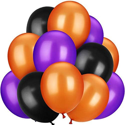 TecUnite 100 Pcs Orange Purple Black Latex Balloons 13 Inch Colorful Round Balloons for Halloween Wedding Birthday Racing Car Poker Card Party Decoration
