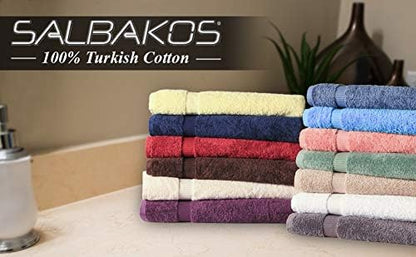 SALBAKOS 100% Turkish Cotton Bath Towel Set of 4 27x54 inch | Heirloom Quality | Hotel & Spa Collection | Ultra Soft, Super Absorbent, Long Lasting Bath Towels | Made in Turkey (Aqua, 4 Bath Towels)