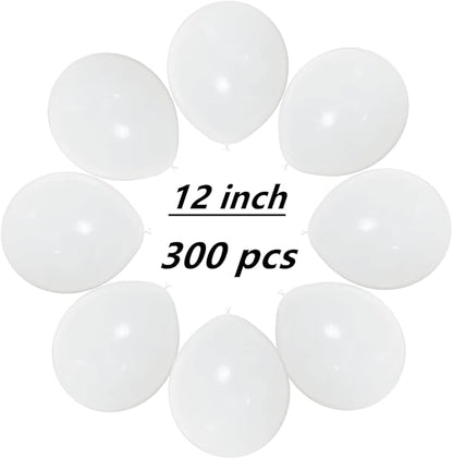 300 Pack White Balloons 12 Inch White Latex Balloons Bulk for Party Supplies and Decorations