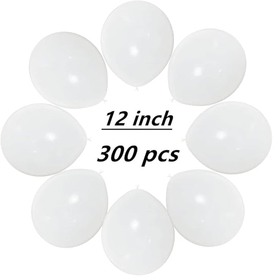 300 Pack White Balloons 12 Inch White Latex Balloons Bulk for Party Supplies and Decorations