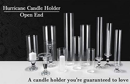 CYS EXCEL 6 PCS (H:14" D:2.5") Glass Hurricane Candleholder Tubes | Open-Ended Bottomless Cylinder, Chimney Tube for Taper Candles and Candlesticks