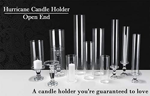 CYS EXCEL 2 PCS (H:9.5" D:4") Open Ended Glass Hurricane Candleholder Tube Shade | Multiple Size Choices Open Flame Candle Chimney Tube Cover | Bottomless Cylinder