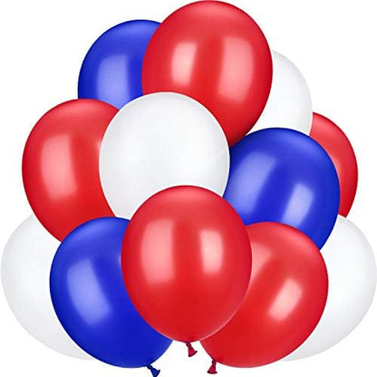 TecUnite 100 Pcs Red White Blue Latex Balloons 13 Inch Colorful Round Balloons for 4th of July Decorations Independence Day Patriotic Wedding Birthday Party Decoration