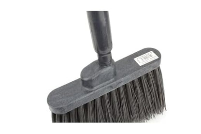 SPARTA 41083EC03 Plastic Color Coded Broom, Unflagged Bristles, Long Broom With Angled Head For Small Debris Cleaning, 56 Inches, Black, (Pack of 12)