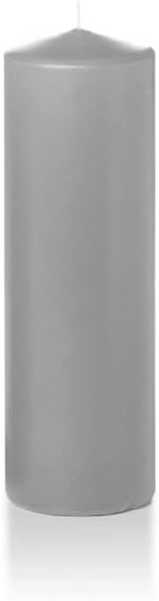 yummi 2.25" x 7" Light Gray Slim Round Pillar Candles - 4 per Pack