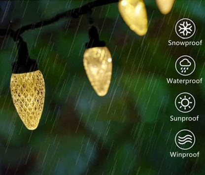 KAQ Outdoor C9 Warm White Easter Lights, 2PK 100 LED 98ft Extendable Plug in String Lights for Outside, Waterproof Light Wedding Party Outdoor&Indoor Easter Decorations (Warm White)