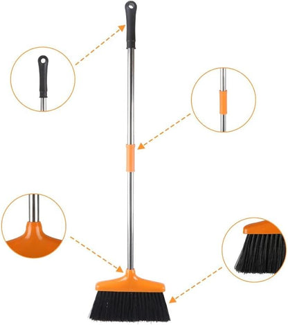 FGY Broom and Dustpan Set Stand Up Broom and Dust Pan Combo for Dog Cat Pets Home Use (Black)