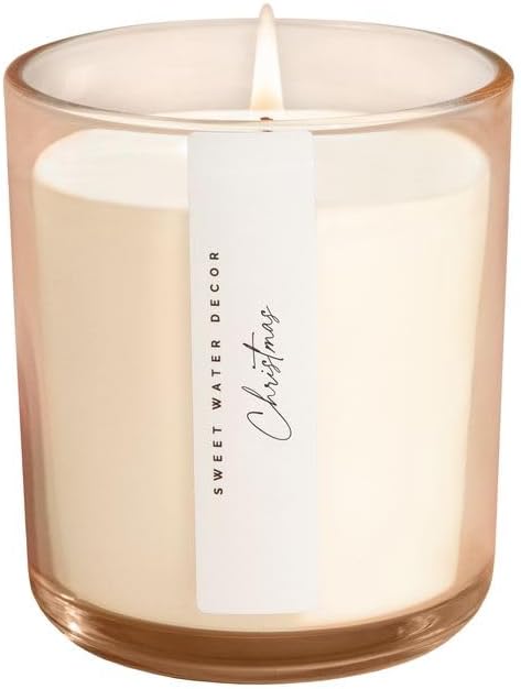 Sweet Water Decor Christmas Candle - Cinnamon, Trees, Orange, and Clove Scented Winter Candle - Christmas Soy Candles and Decor for Home - 12oz Sandstone Jar, 50+ Hour Burn Time, Made in The USA