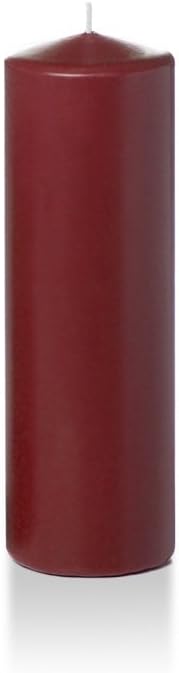 yummi 2.25" x 7" Burgundy Slim Round Pillar Candles - 4 per Pack