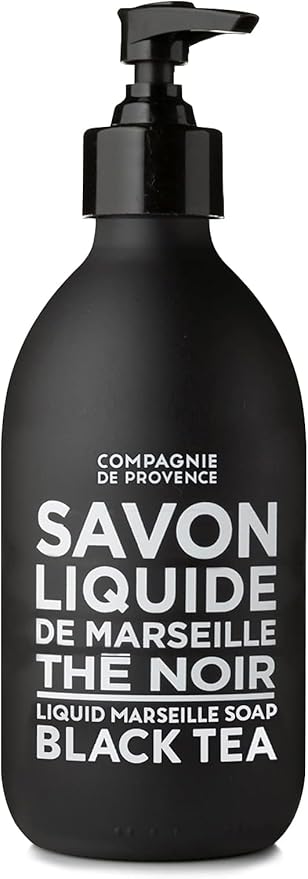 Compagnie de Provence Savon de Marseille Liquid Soap - Black Tea - 10 Fl Oz Glass Pump Bottle