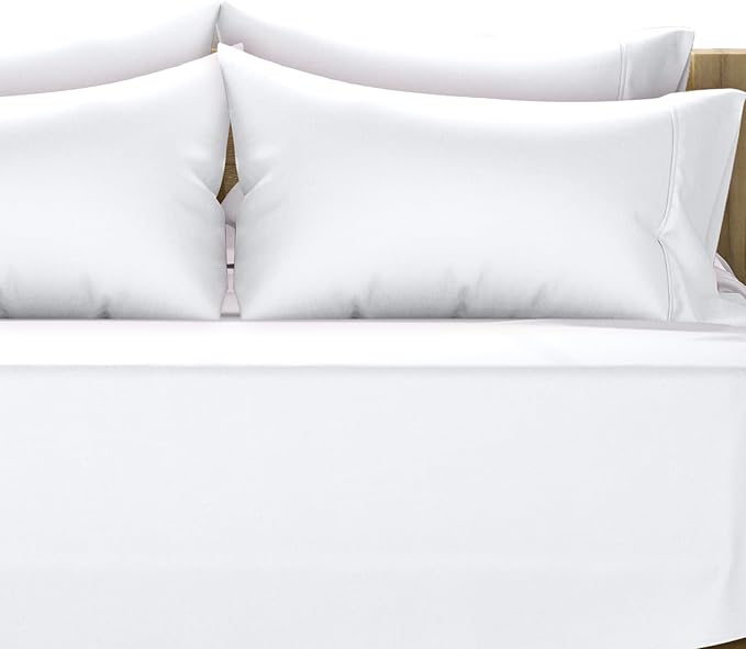 TEXAS LINEN CO. 100% Egyptian Cotton Queen White Sheet Set - 1000 Thread Count 6 PC Cotton Sheets for Queen Bed (4 Pillowcases), Silky Soft, Cooling Luxury Hotel Sheets - Fits Upto 18” Deep Pocket