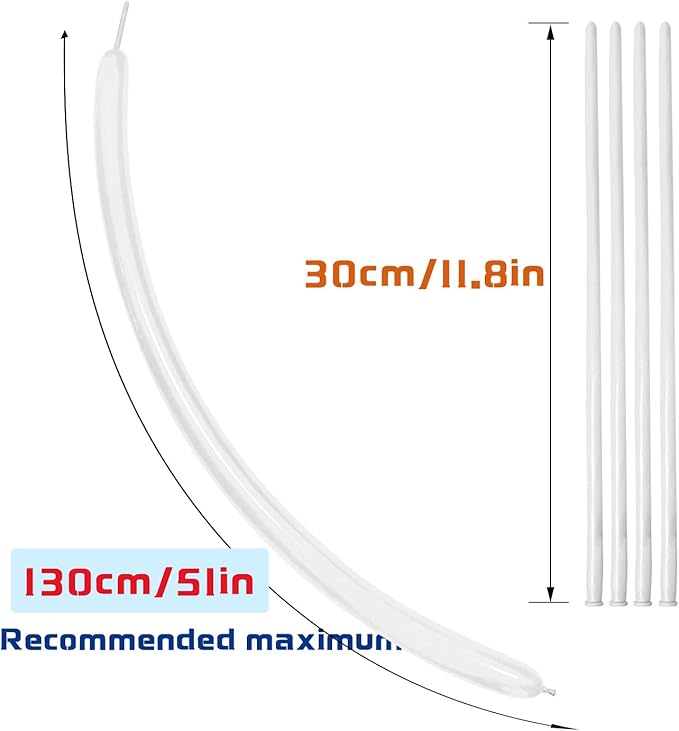 260 Balloons, Thickening Long Balloons for Tying Balloon Arch, Twisting Latex Animals Magic Modeling Skinny Birthday Balloons for Kid‘s Party Wedding Decoartion 100pcs （White）