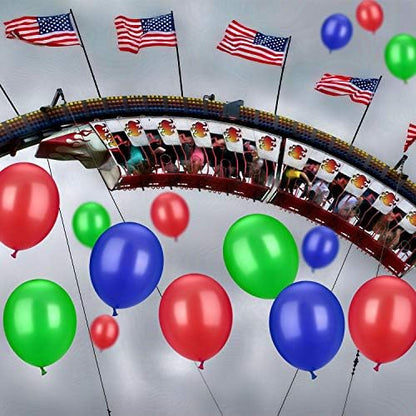 TecUnite 100 Pcs Red Blue Green Latex Balloons 13 Inch Colorful Round Balloons for Wedding Birthday Festival Racing Car Poker Card Party Decoration