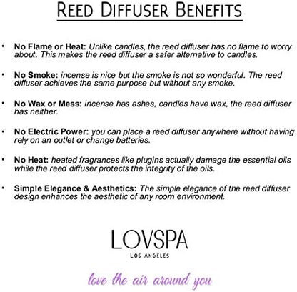 LOVSPA Reed Diffuser Set, Unwind Eucalyptus & Mint Scented Oil Diffuser with Sticks, Home Fragrance Accessories for Bathroom Shelf Decor, Aroma Diffusers for Home or Office Desk, USA Made