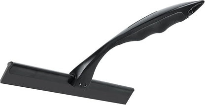 YUNIKO Shower Squeegee – Black Stainless Steel with Silicone Blade for Shower Doors, Windows, Mirrors, Tiles & Car Windows – Includes 2 Adhesive Hooks, Assembly Tool & Microfiber Cloth
