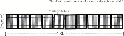 Pet Dog Gate Strong and Durable Freestanding Folding Acacia Hardwood Portable Wooden Fence Indoors or Outdoors by Urnporium (Black Pet Gate, 10 Panel 24" Tall)