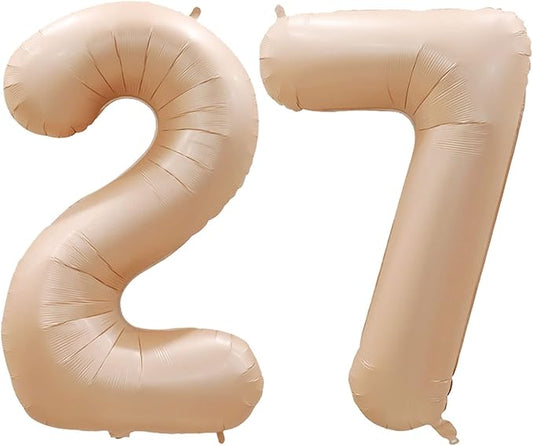 GOER Number 27 Balloons for 27th Birthday Party Decorations,42 Inch Jumbo Foil Helium 72 Balloons for 72nd Birthday Party Decoration (Caramel)