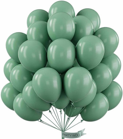 PartyWoo Sage Green Balloons 50 pcs 12 Inch Matte Dusty Olive Boho Green Eucalyptus Latex Helium Balloons for Wedding Baby Shower Gender Reveal Birthday Graduation Safari Party Decorations Green-F03