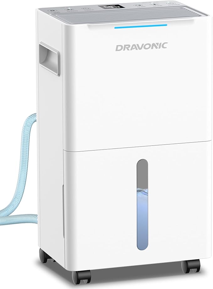 21 Pints Dehumidifier for Basement - 1500 Sq.ft Dehumidifiers for Home, Bedroom & Bathroom with Continuous Drain Hose, Intelligent Humidity Control, 3 Smart Modes (White)