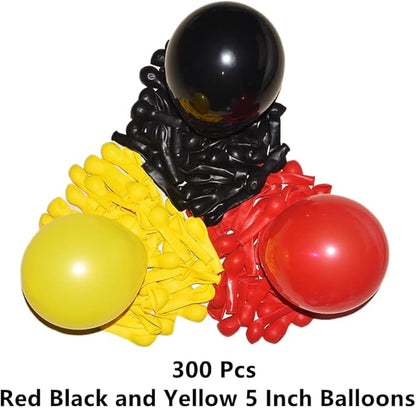 300 Pack Red Black and Yellow Balloons - 5 Inch Mini Red Black Yellow Latex Small Balloons - 100 of Each Colors for Party Balloons Arch Wreath Assorted Colors Decorations