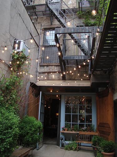 Hometown Evolution, Inc. E26 Commercial String Lights with 16 Gauge Wire (S14 LED Plastic, 100 Foot 50 Socket)