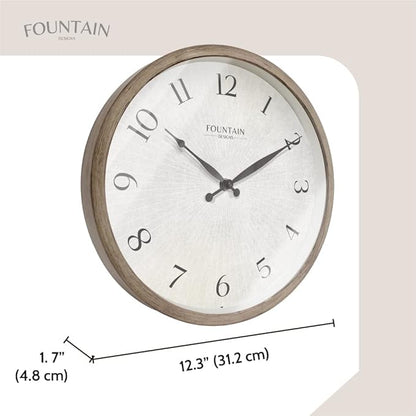 Modern Farmhouse Clock, No Ticking Silent Clock, Modern and Vintage (Light Gray Oak, 12 inch)