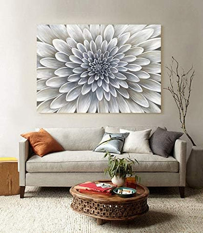 Yihui Arts White Flower Canvas Wall Art Painting, Floral Canvas Pictures Aesthetic Botanical Artwork for Bedroom Living Room Bathroom Decor