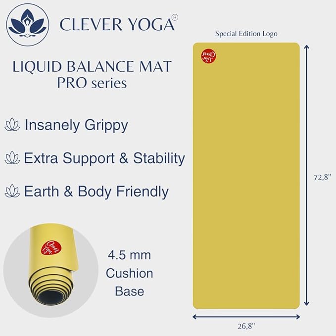 Premium Clever Yoga Mat - Extra Long Yoga Mat Suitable For All Yoga Types - Workout Mat For Home Or On The Go - Includes Our Perfect Fit Mat Bag