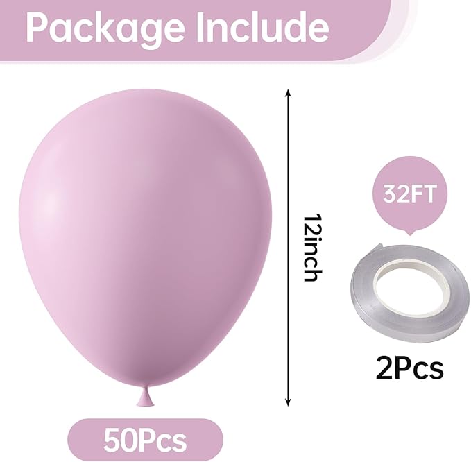 KALOR 12 Inch Pastel Pink Balloons, 50 Pcs Latex Helium Macaron Balloons for Kid's Birthday Party, Baby Shower, Wedding, Graduate Party Decorations