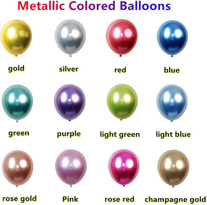 300 Pack Metallic Balloons 12 Inch Chrome Shiny Assorted Colors Latex Rainbow Bulk Balloon 12 Kinds Colorful for Birthday Wedding Bridal Baby Shower Supplies Party Decorations