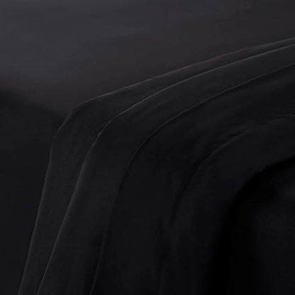 Serta Simply Clean Super Soft Hypoallergenic Stain Resistant Deep Pocket 3 Pieces Solid Bed Sheet Set, Twin XL, Black