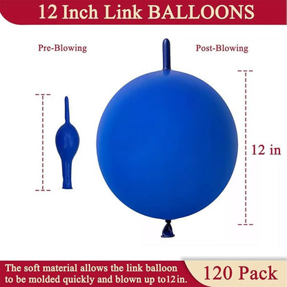 Blue Link Balloons 12 Inch 120 Pcs Latex Quick Linking Balloon for Birthday Wedding Party Festival Decorations