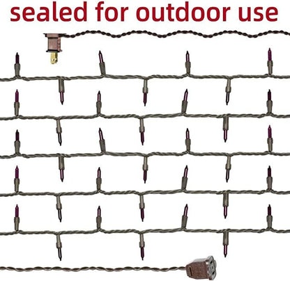 Brown Wire, Purple Incandescent Bulb 300(150L*2pcs) Mini String Lights for Indoor Halloween Tree Home Party Festival Decoration